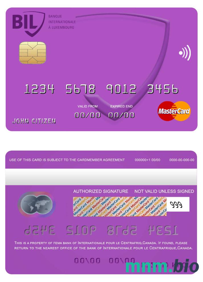 Canada Internationale pour le Centrafrique bank przykład karty mastercard w formacie PSD